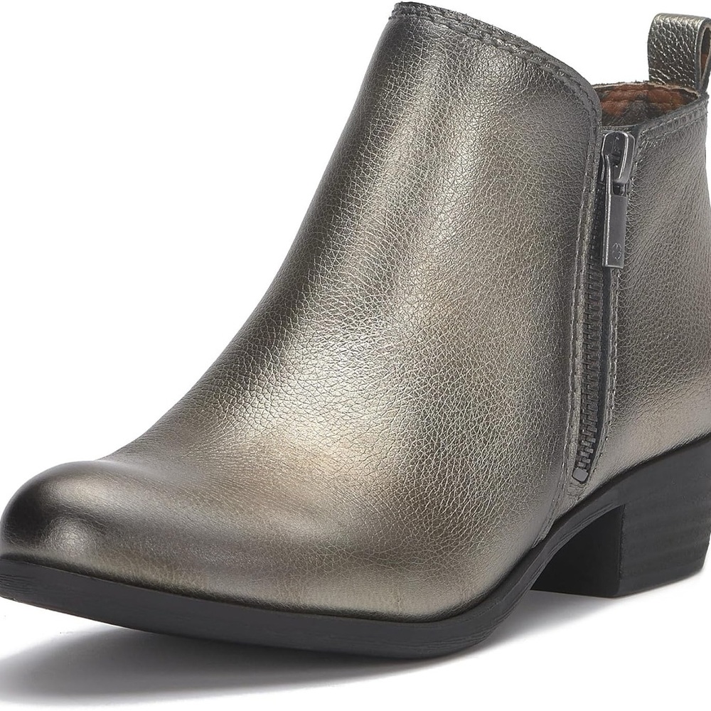 Lucky Brand NWT Metallic Silver Leather Ankle Booties 9.5